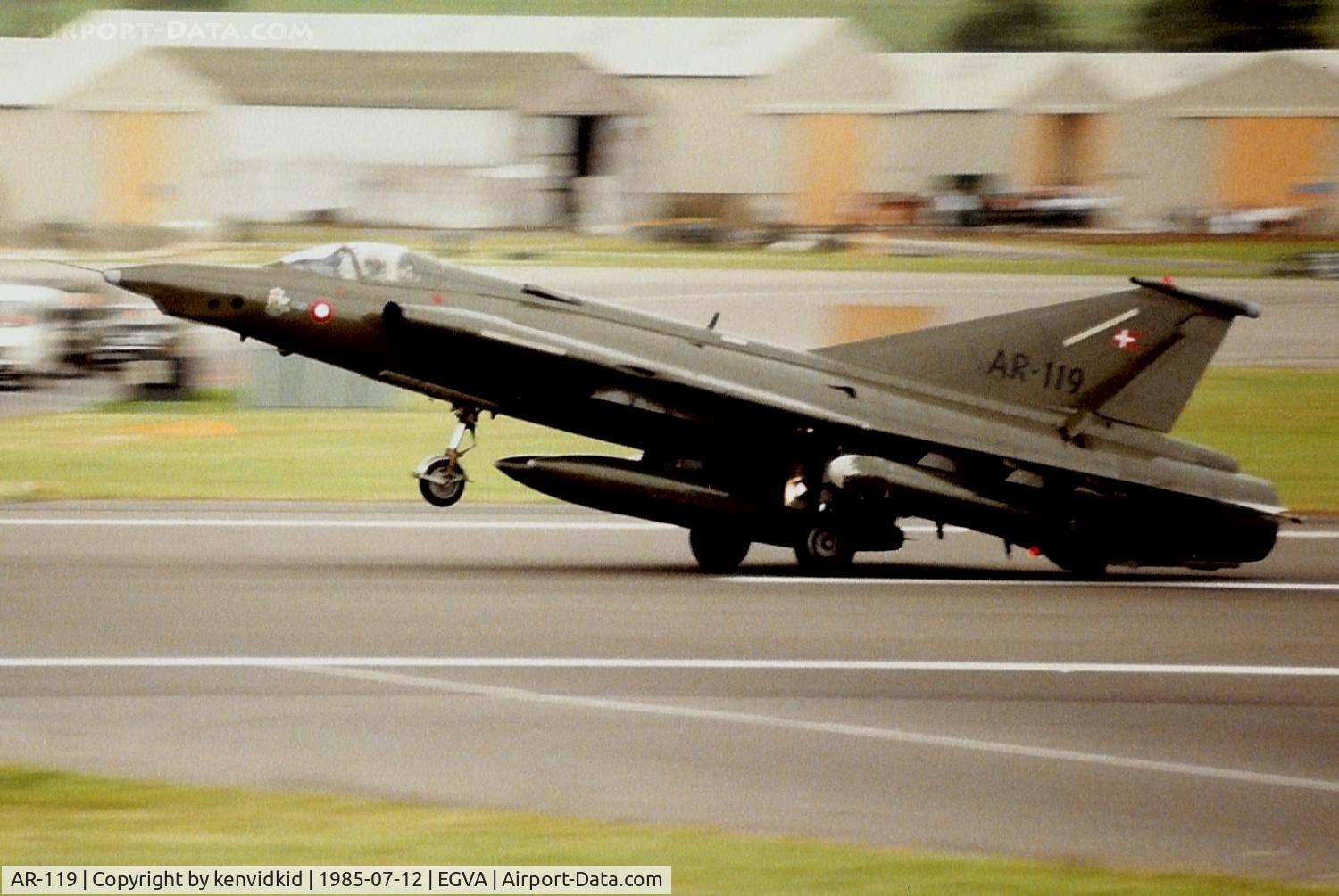 AR-119, 1972 Saab RF-35 Draken C/N 35-1119, Royal Danish Air Force arriving at IAT.