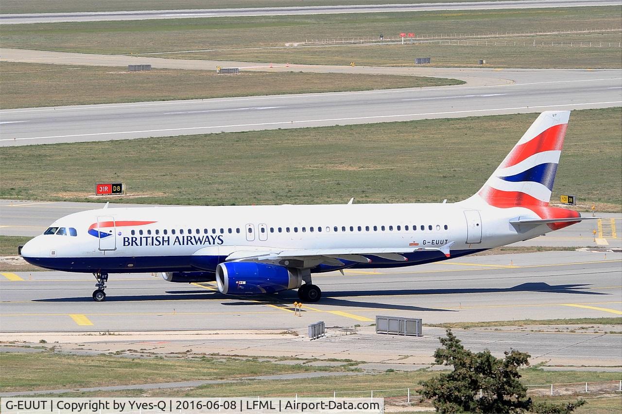 G-EUUT, 2007 Airbus A320-232 C/N 3314, Airbus A320-232, Holding point rwy 31R, Marseille-Provence Airport (LFML-MRS)
