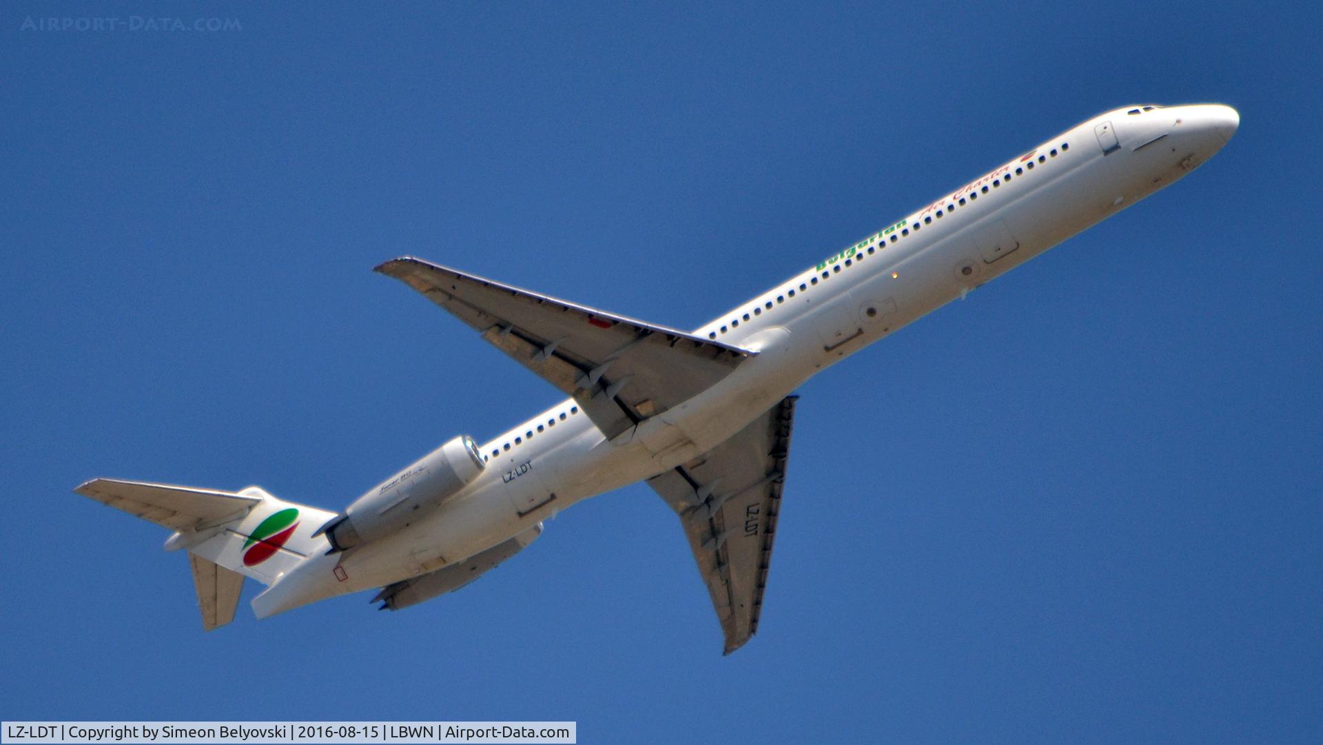 LZ-LDT, 1991 McDonnell Douglas MD-82 (DC-9-82) C/N 53058/1927, Take off RWY 09 Varna Airport