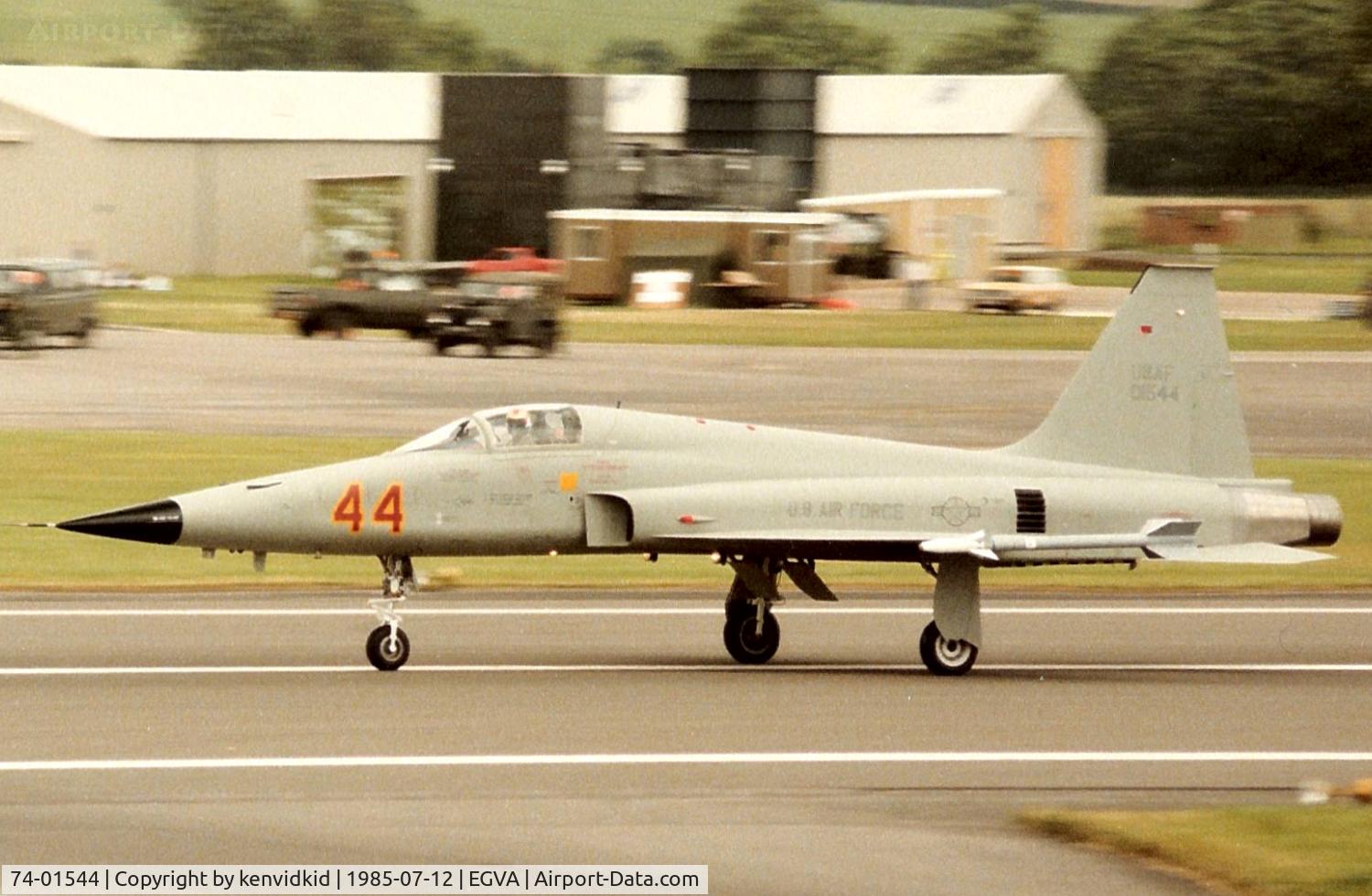 74-01544, 1974 Northrop F-5E Tiger II C/N R.1202, US Air Force arriving at IAT.