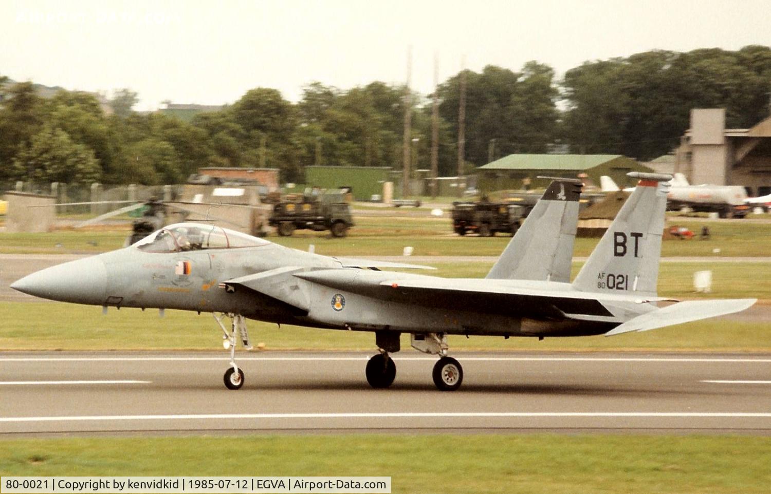 80-0021, 1980 McDonnell Douglas F-15C Eagle C/N 0663/C170, US Air Force arriving at IAT.