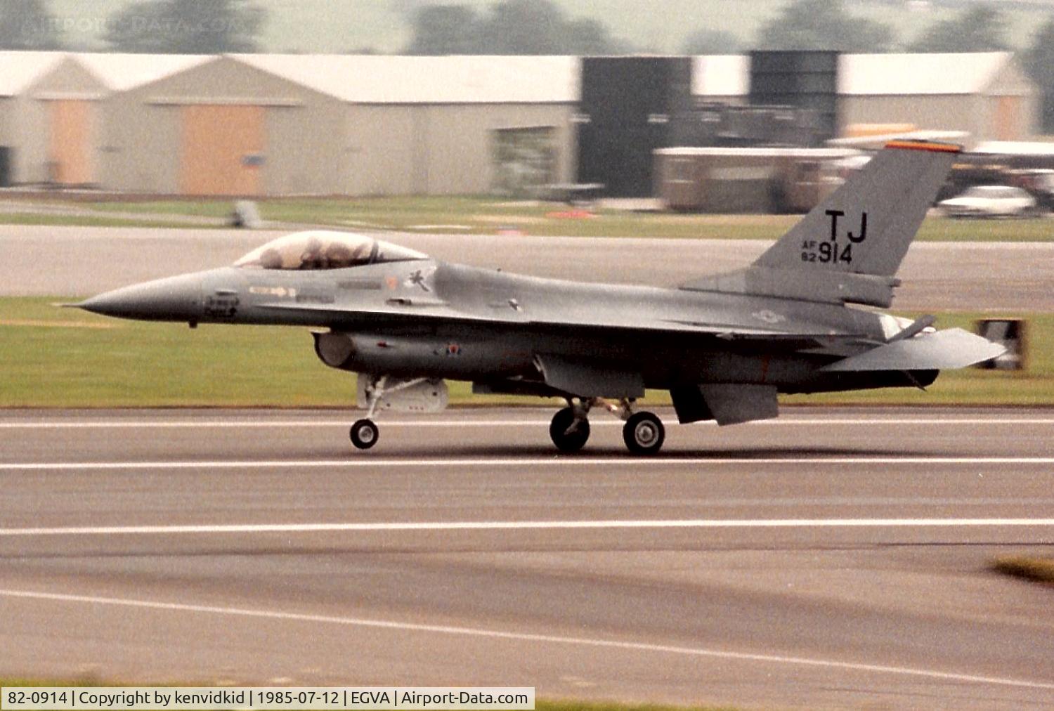 82-0914, General Dynamics F-16A Fighting Falcon C/N 61-507, US Air Force arriving at IAT.