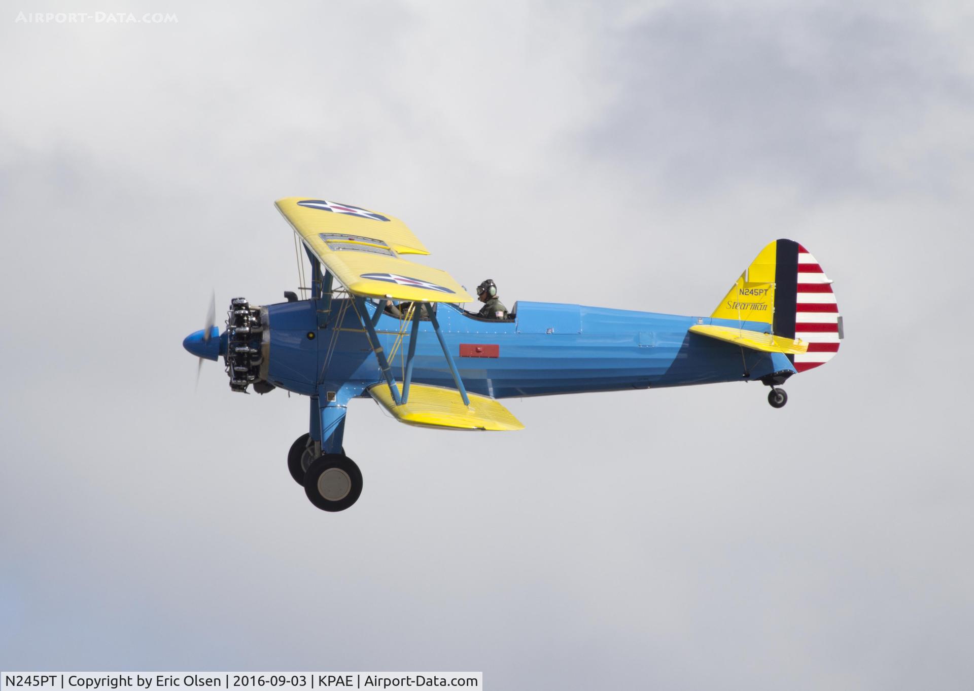 N245PT, 1940 Boeing A75J1 C/N 75-502, Stearman over PAE during VAW.