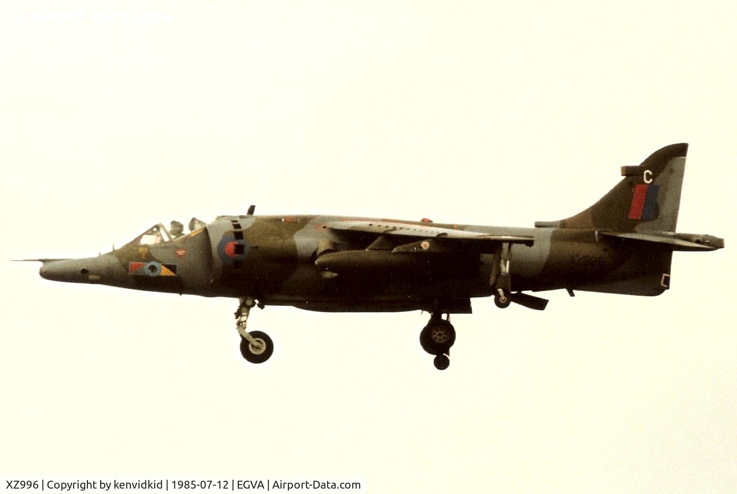 XZ996, 1991 Hawker Siddeley Harrier GR.3 C/N 712219, Royal Air Force arriving at IAT.