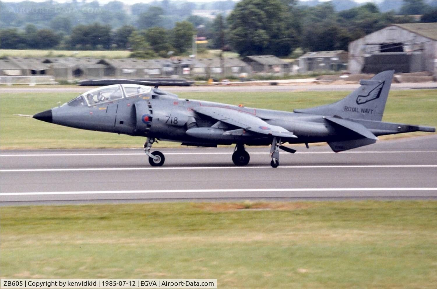 ZB605, 1983 Hawker Siddeley Harrier T.4N C/N 212037, Royal Navy arriving at IAT.