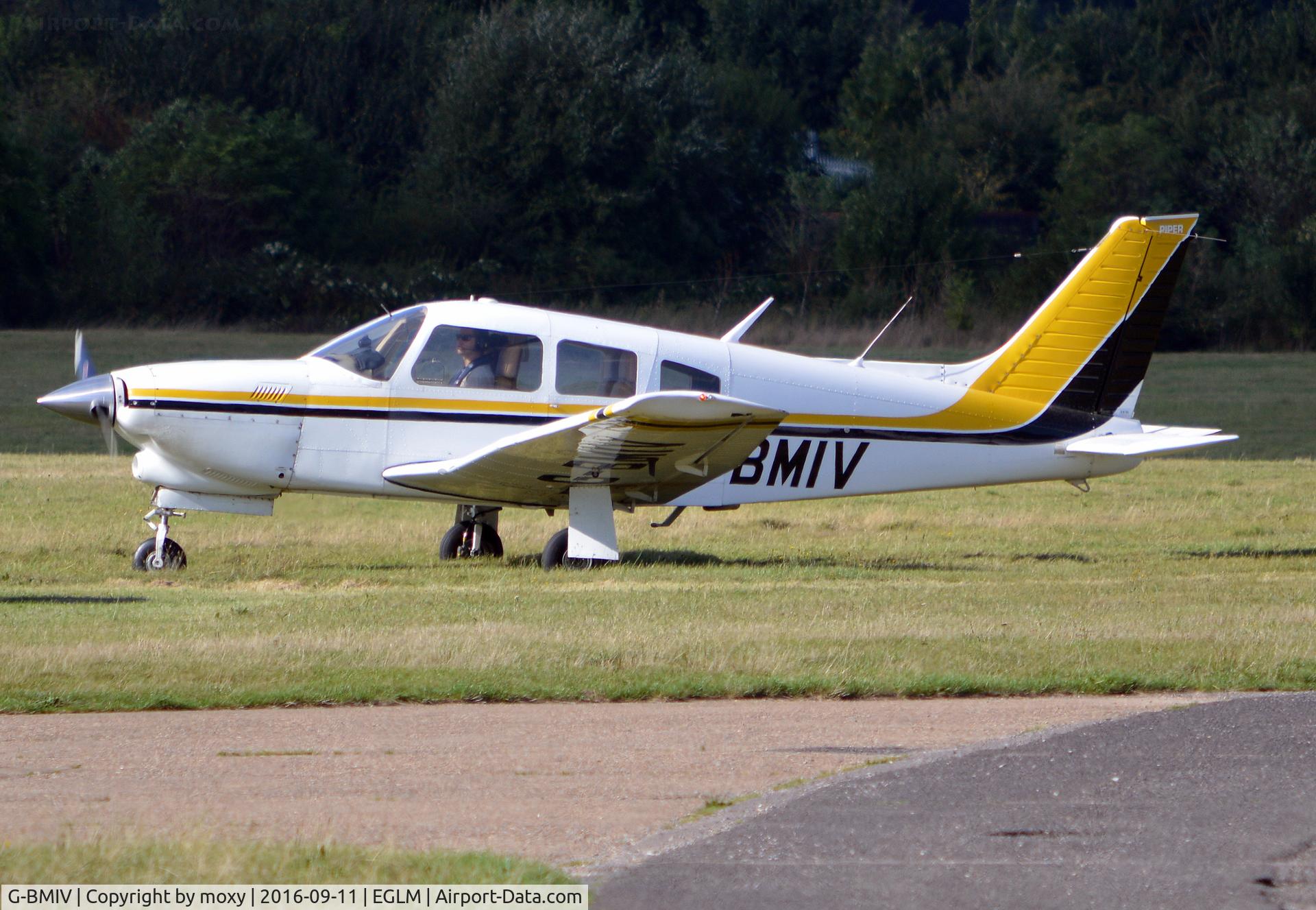 G-BMIV, 1977 Piper PA-28R-201T Cherokee Arrow III C/N 28R-7703154, Piper Turbo Cherokee at White Waltham. Ex ZS-JZW