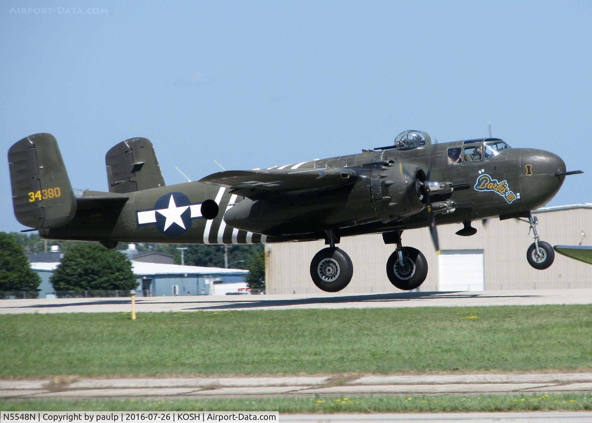 N5548N, 1943 North American B-25H Mitchell C/N 98-21107, At AirVenture 2016.