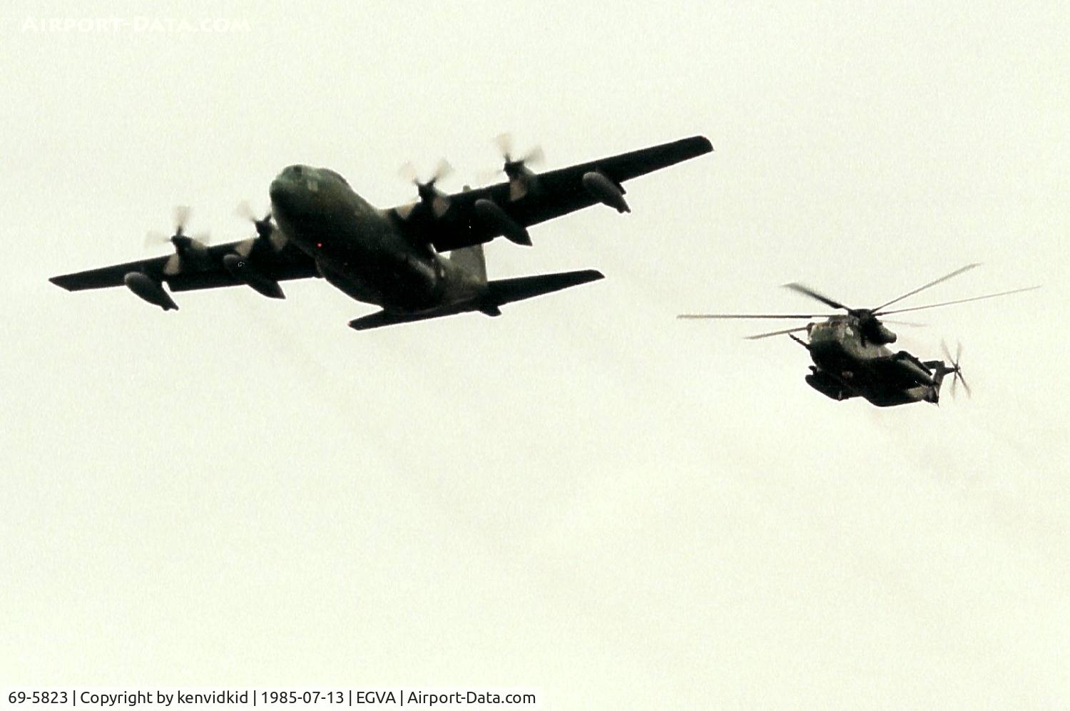 69-5823, 1969 Lockheed HC-130N Hercules C/N 382-4371, US Air Force fly by with HH-53C 67-5796 at IAT.