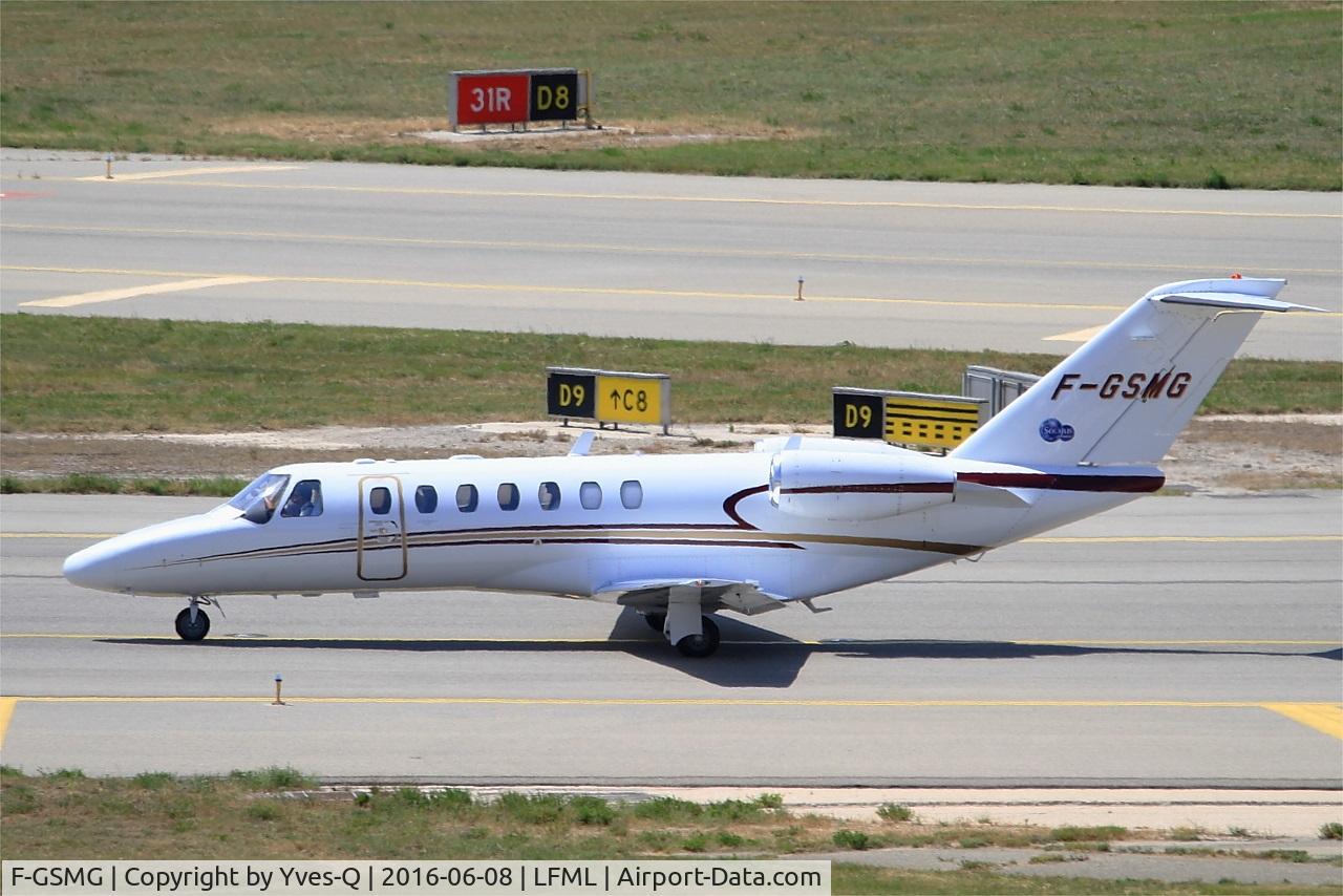 F-GSMG, 2008 Cessna 525B CitationJet CJ3 C/N 525B-0230, Cessna 525B Citation CJ3, Taxiing to holding point rwy 31R, Marseille-Provence Airport (LFML-MRS)