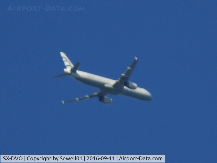 SX-DVO, 2008 Airbus A321-231 C/N 3462, Overhead Walton-on-Thames