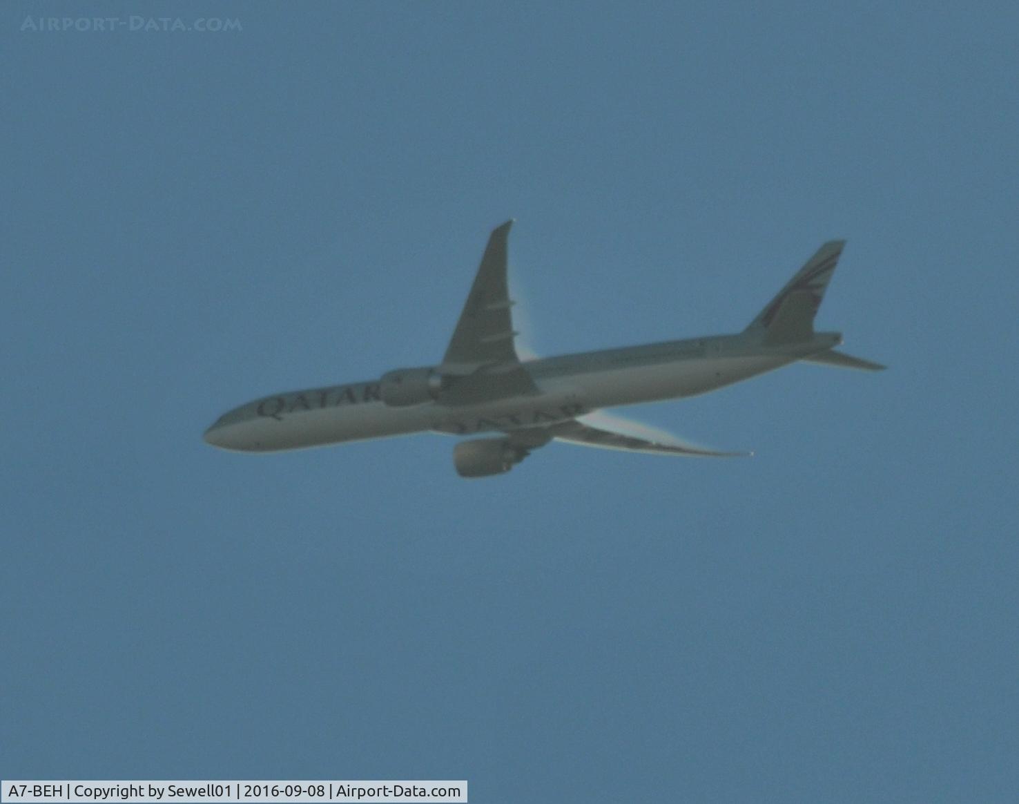 A7-BEH, 2015 Boeing 777-3DZ/ER C/N 60334, Overhead Walton-on-Thames