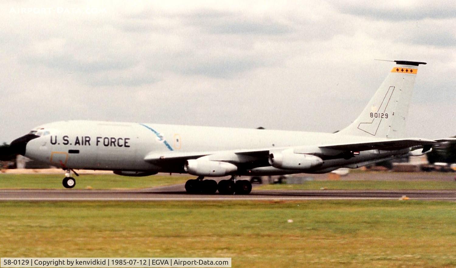 58-0129, 1958 Boeing KC-135Q Stratotanker C/N 17874, US Air Force arriving at IAT, the Q model was used to refuel the SR-71.