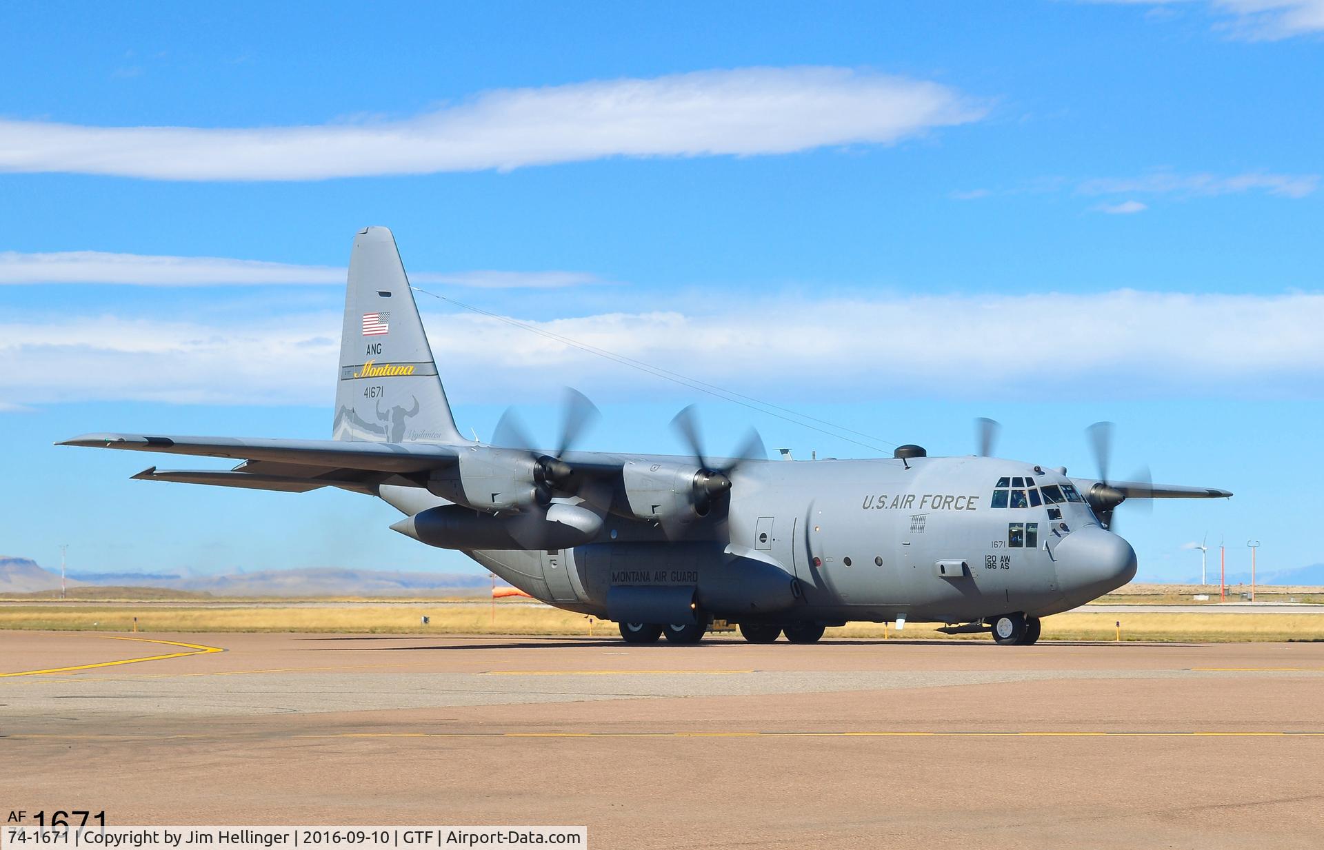74-1671, 1974 Lockheed C-130H Hercules C/N 382-4621, Very windy day at GTF.