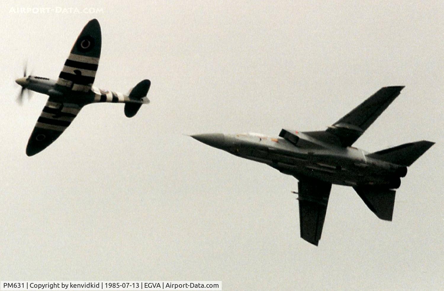 PM631, 1945 Supermarine 389 Spitfire PR.XIX C/N 6S/683528, Spitfire in formation with Tornado F2 at IAT.