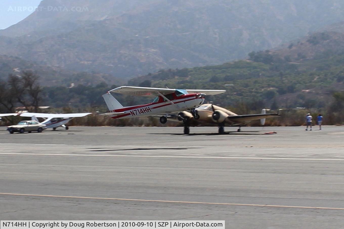 N714HH, 1977 Cessna 150M C/N 15079185, 1977 Cessna 150M, Continental O-200 100 Hp, takeoff climb Rwy 22