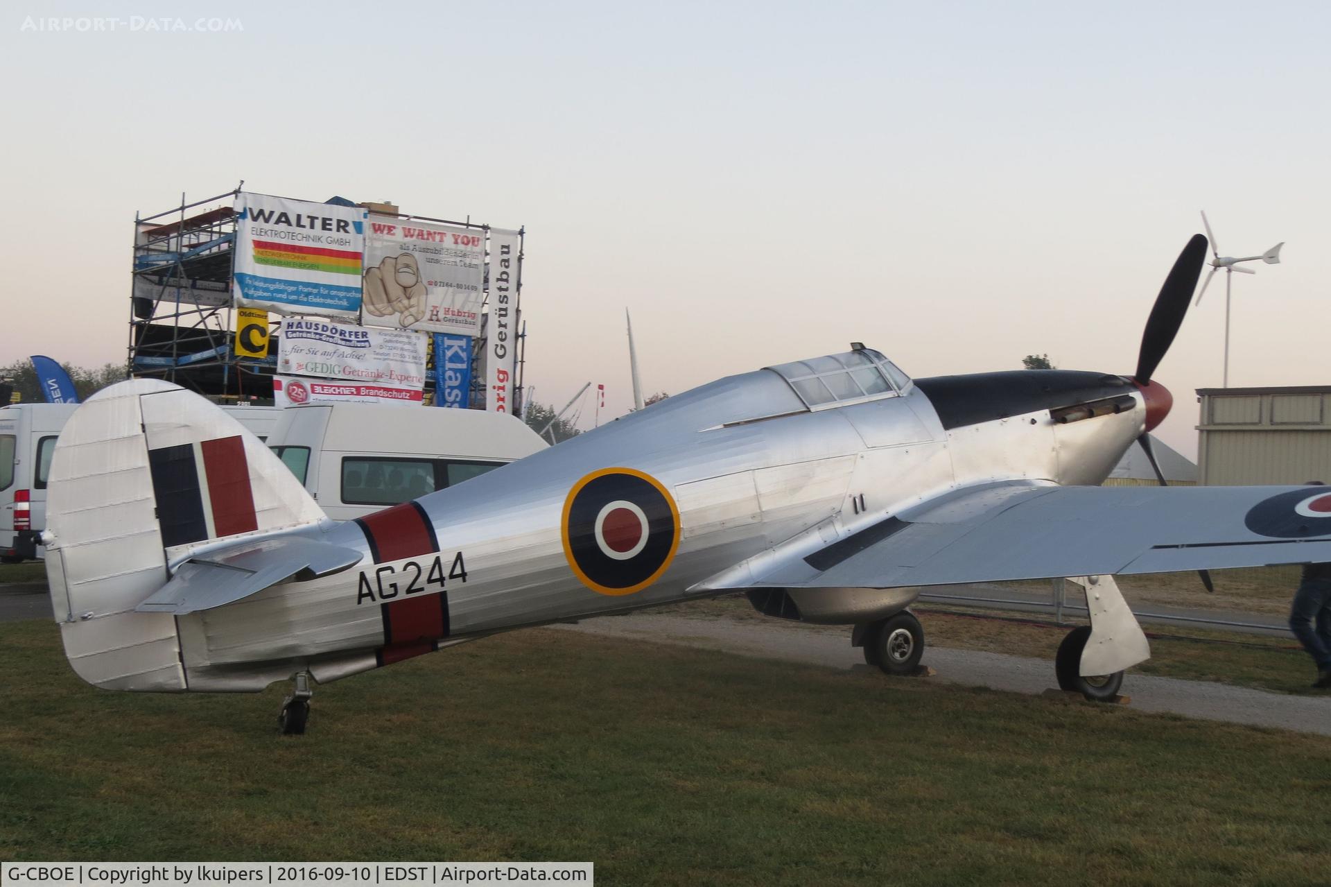 G-CBOE, 1942 Hawker (CCF) Hurricane Mk2B C/N CCF/R30040, On the Old Timer Treffen at Hahnweide in 2016 on an early morning