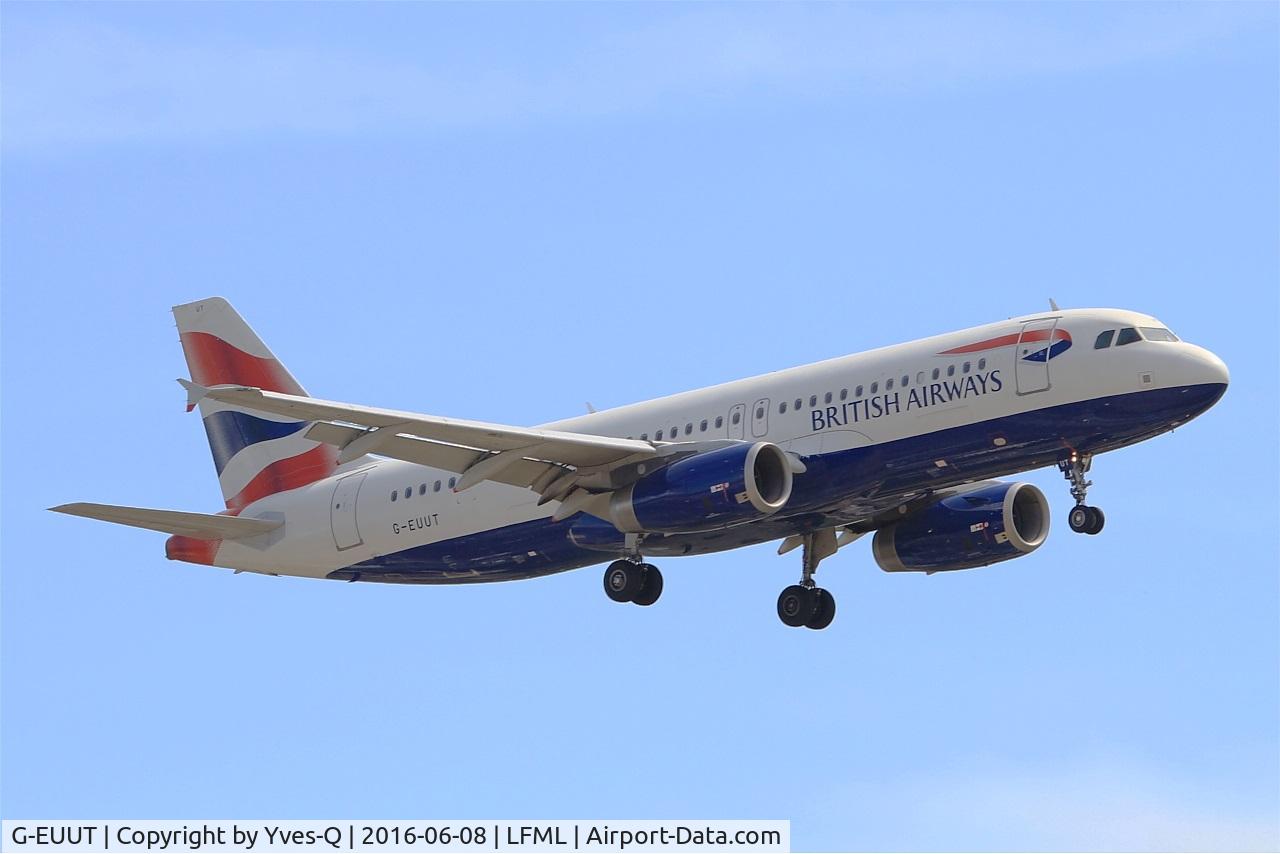 G-EUUT, 2007 Airbus A320-232 C/N 3314, Airbus A320-232, Short approach rwy 31R, Marseille-Provence Airport (LFML-MRS)