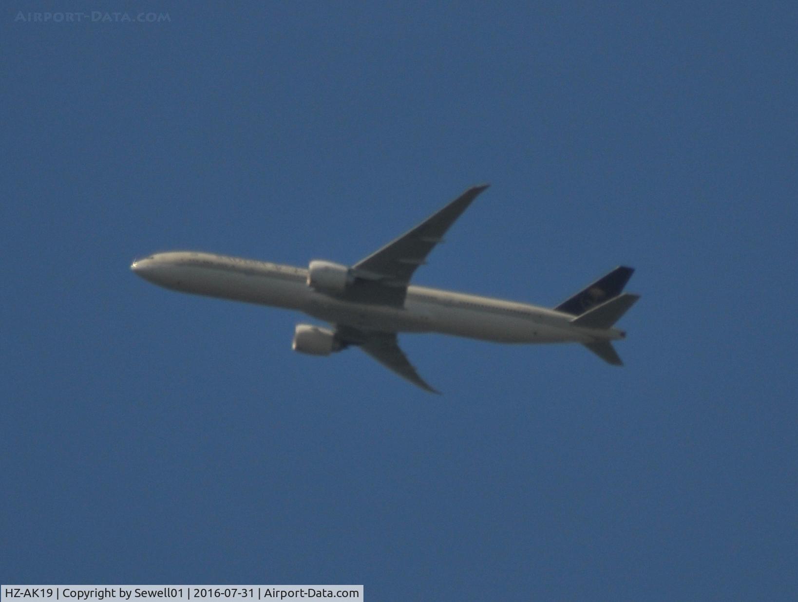 HZ-AK19, 2013 Boeing 777-368/ER C/N 41056, Overhead Walton-on-Thames