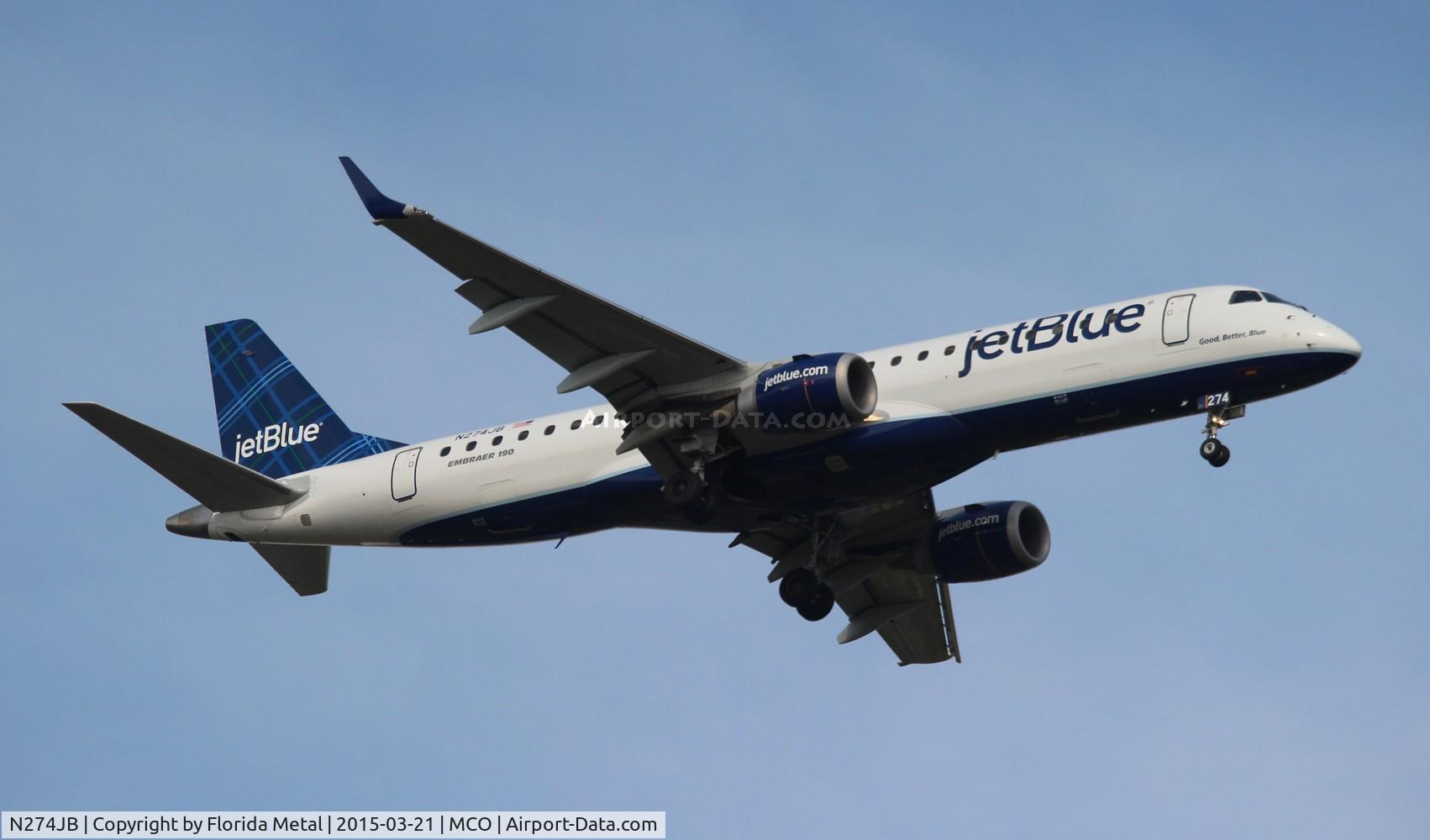 N274JB, 2007 Embraer ERJ-190-100 IGW 190AR C/N 19000082, Jet Blue