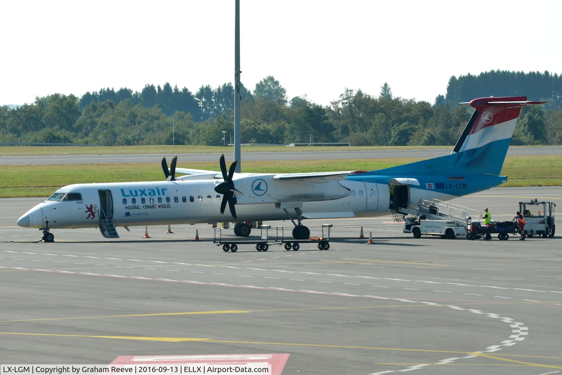 LX-LGM, 2012 De Havilland Canada DHC-8-402Q Dash 8 C/N 4425, Parked at Luxembourg (Findel).