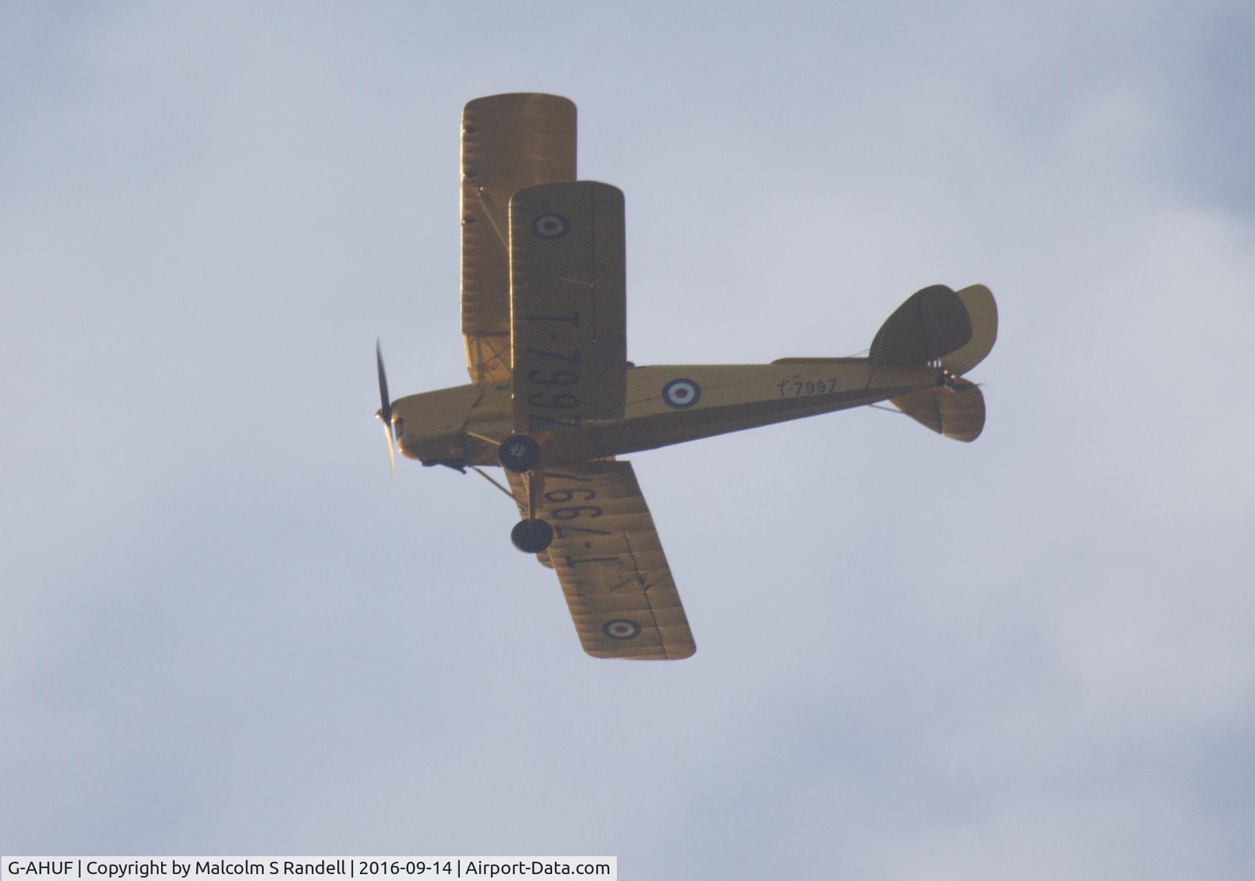 G-AHUF, 1943 De Havilland DH-82A Tiger Moth II C/N 86221, Flying over Putsborough Sands North Devon