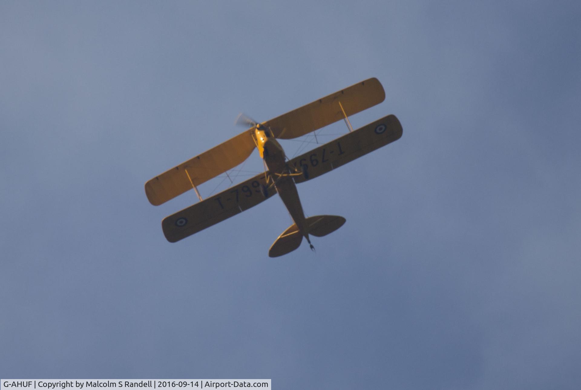 G-AHUF, 1943 De Havilland DH-82A Tiger Moth II C/N 86221, Flying over Putsborough Beach North Devon