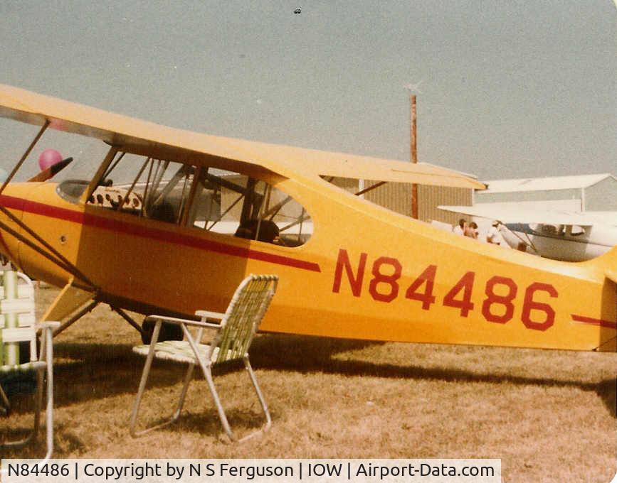 N84486, Aeronca 7AC Champion C/N 7AC3186, Circa 1979.  Photo was taken at the Iowa City, IA airport during a static display show.  It was parked about three aircraft down the line from the 7AC that I owned (N84487).