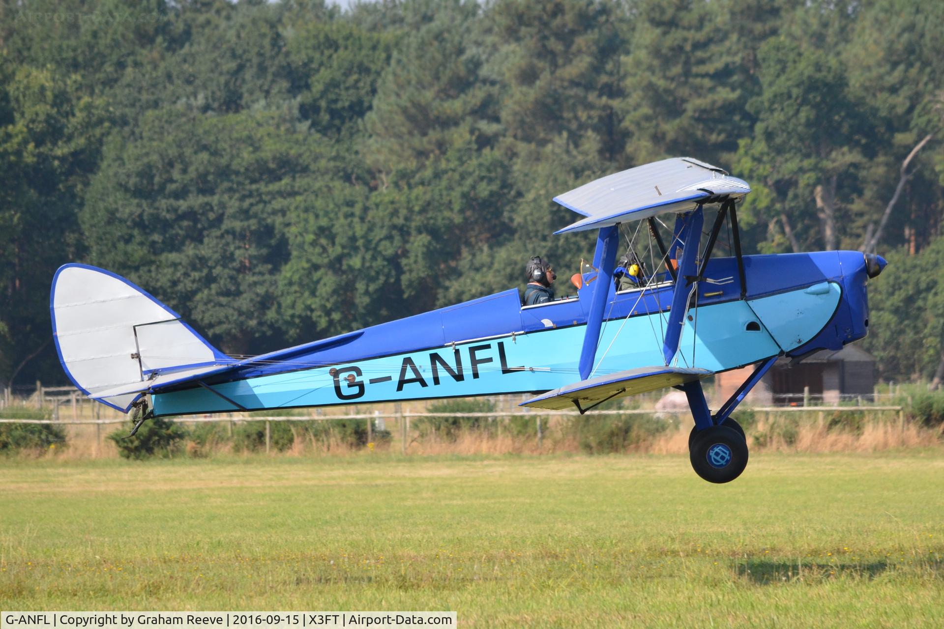 G-ANFL, 1941 De Havilland DH-82A Tiger Moth II C/N 84617, Just taken off at Felthorpe.
