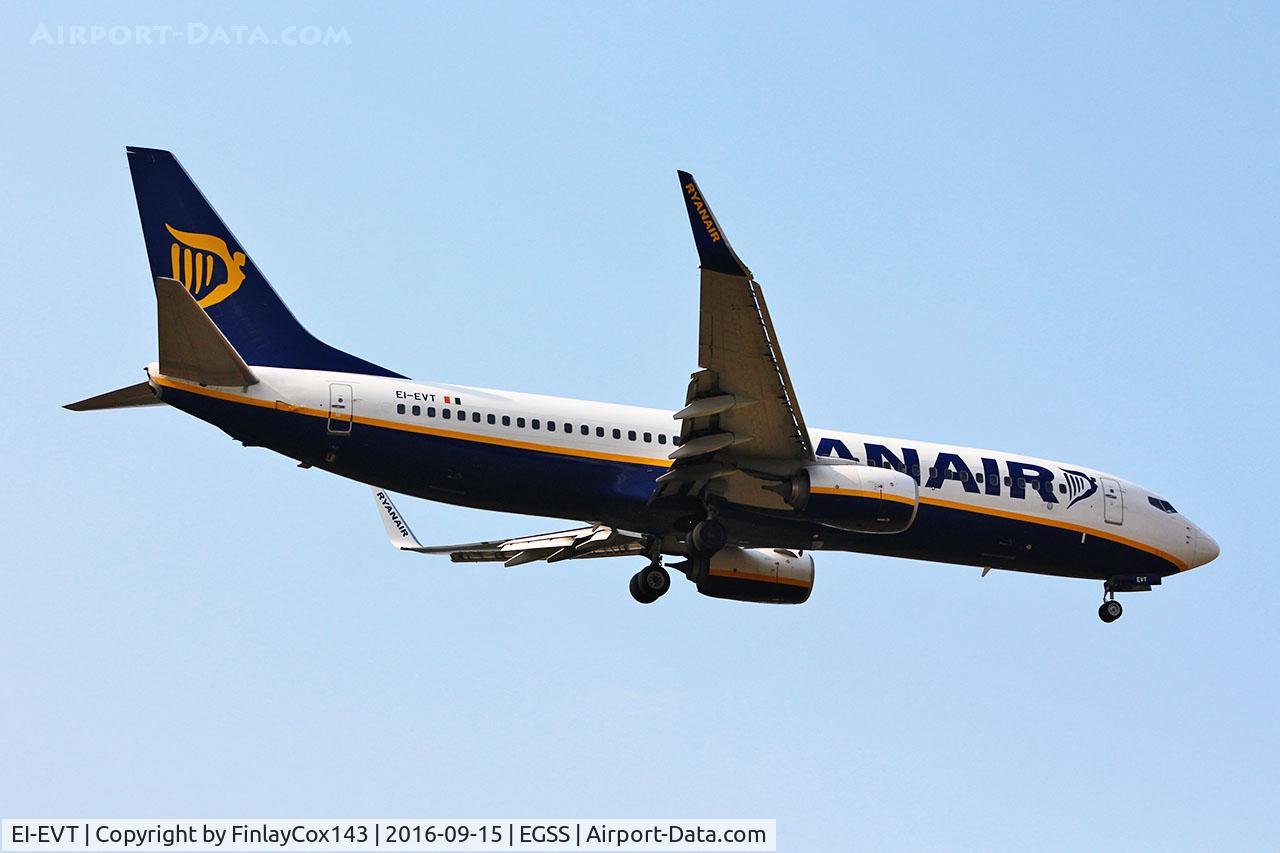 EI-EVT, 2012 Boeing 737-8AS C/N 40315, Arriving as FR9772 at London (STN) from Karlsruhe (FKB)