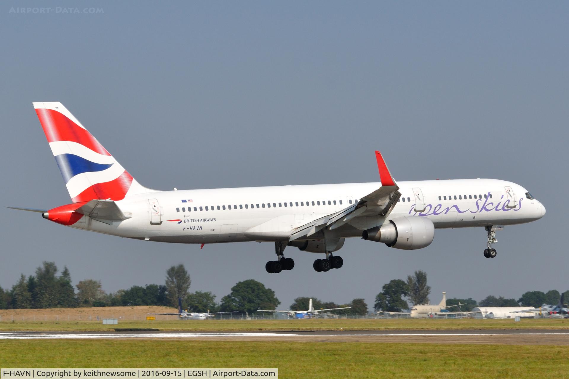 F-HAVN, 1991 Boeing 757-230 C/N 25140, Arriving for paint work.