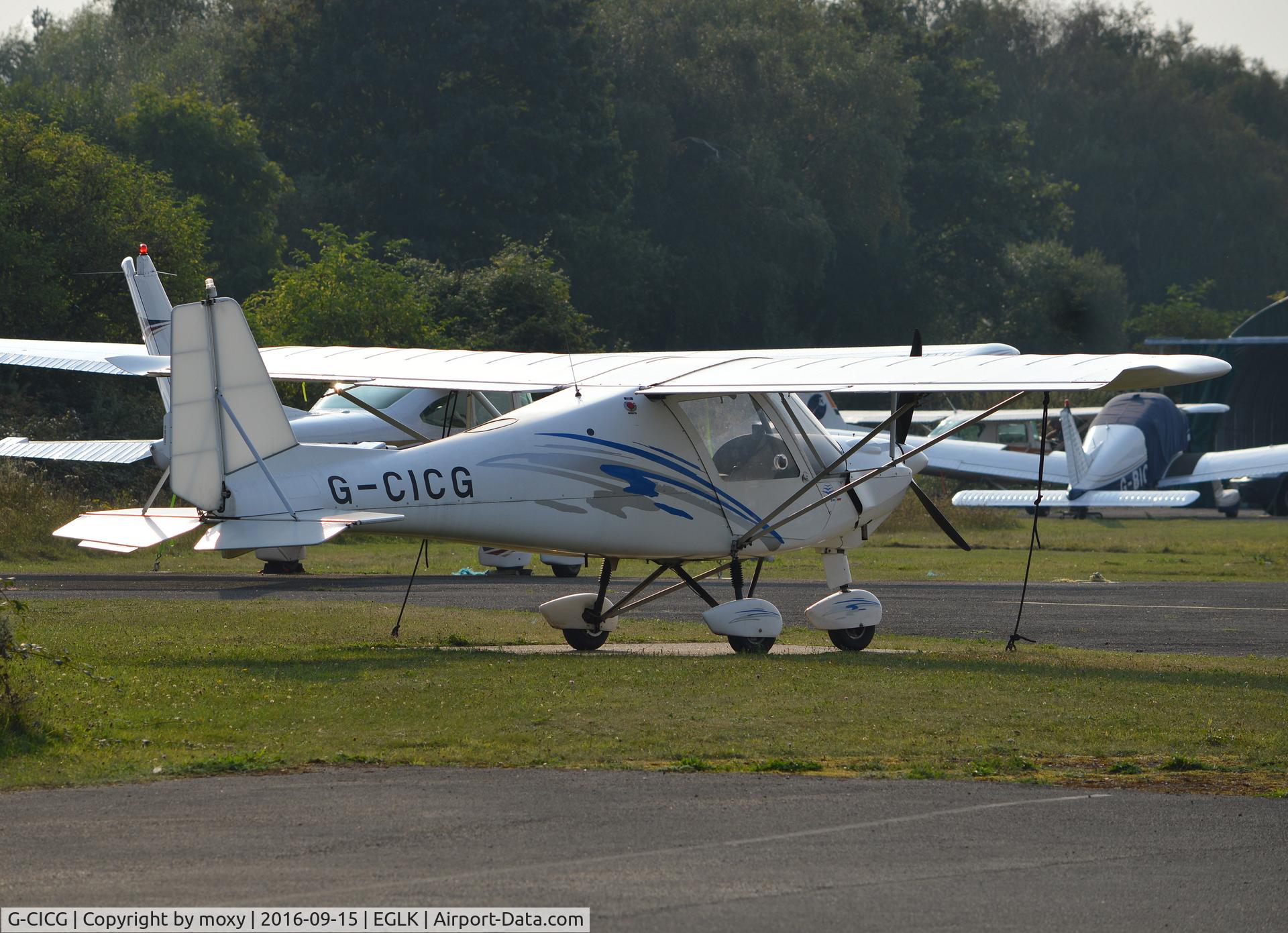 G-CICG, 2013 Comco Ikarus C42 Cyclone C/N 1304-7259, Comco Ikarus C-42 Cyclone at Blackbushe.
