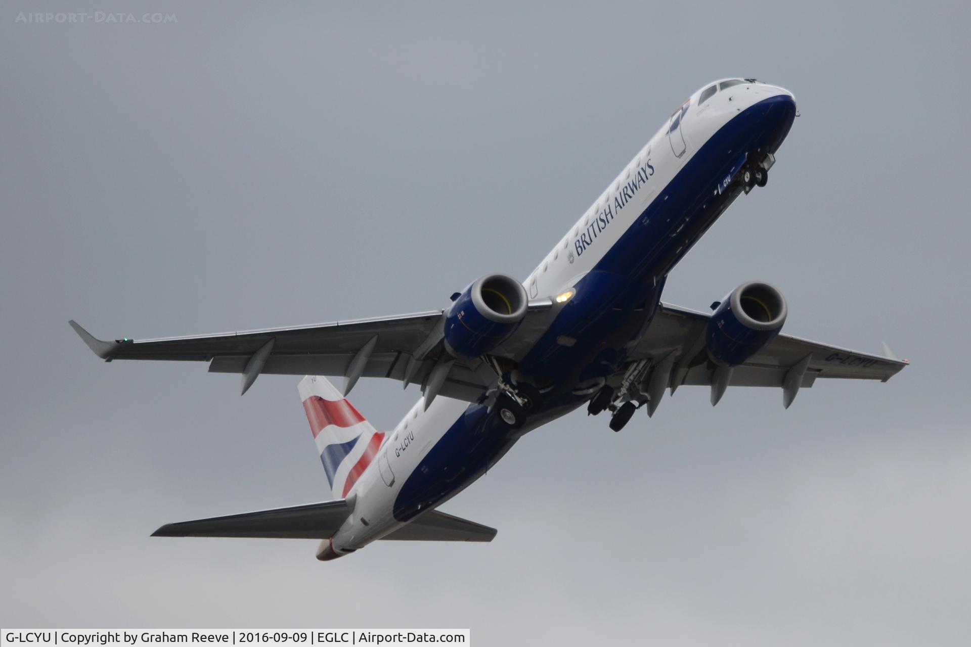 G-LCYU, 2014 Embraer 190SR (ERJ-190-100SR) C/N 19000674, Departing from London City.