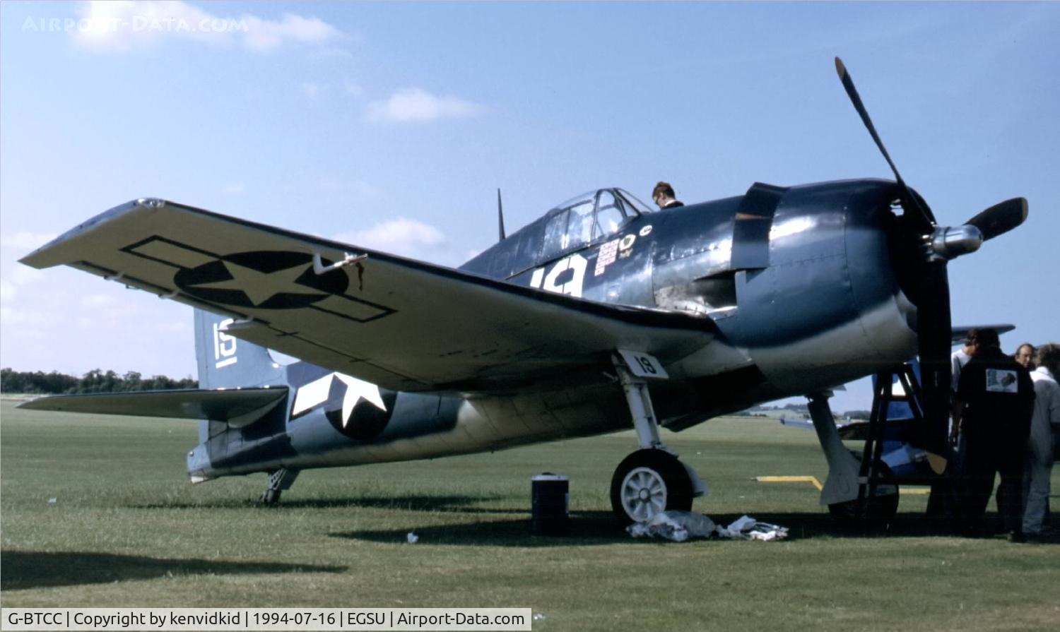 G-BTCC, 1944 Grumman F6F-5K Hellcat. C/N A-1733, At the 1994 Flying Legends Air Show.