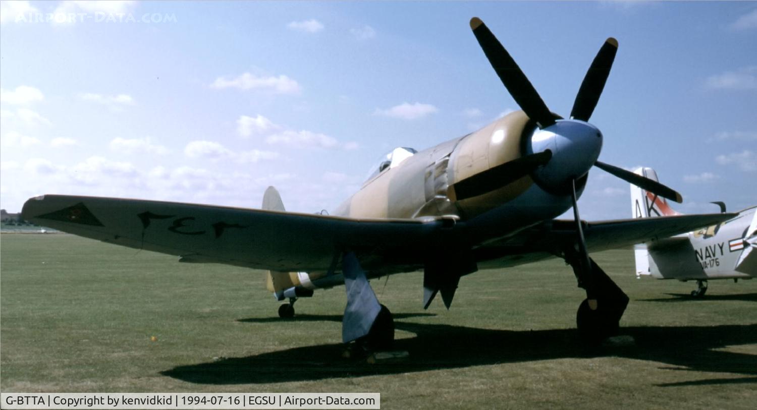G-BTTA, 1948 Hawker Fury FB.10 C/N 37534, At the 1994 Flying Legends Air Show.