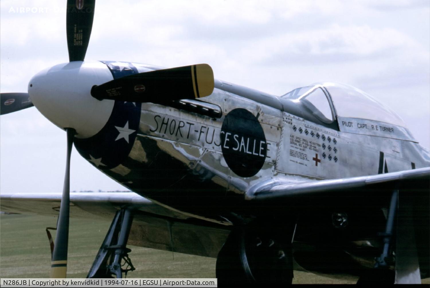 N286JB, 1945 North American P-51D Mustang C/N 4511483, At the 1994 Flying Legends Air Show.