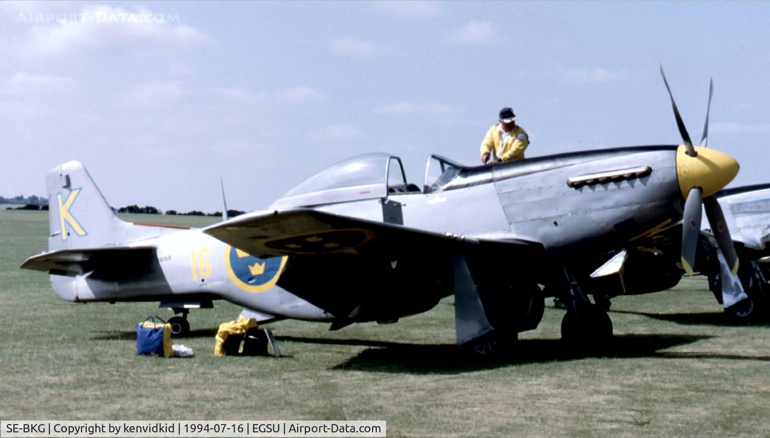 SE-BKG, 1944 North American P-51D Mustang C/N 122-31590 (44-63864), At the 1994 Flying Legends Air Show.