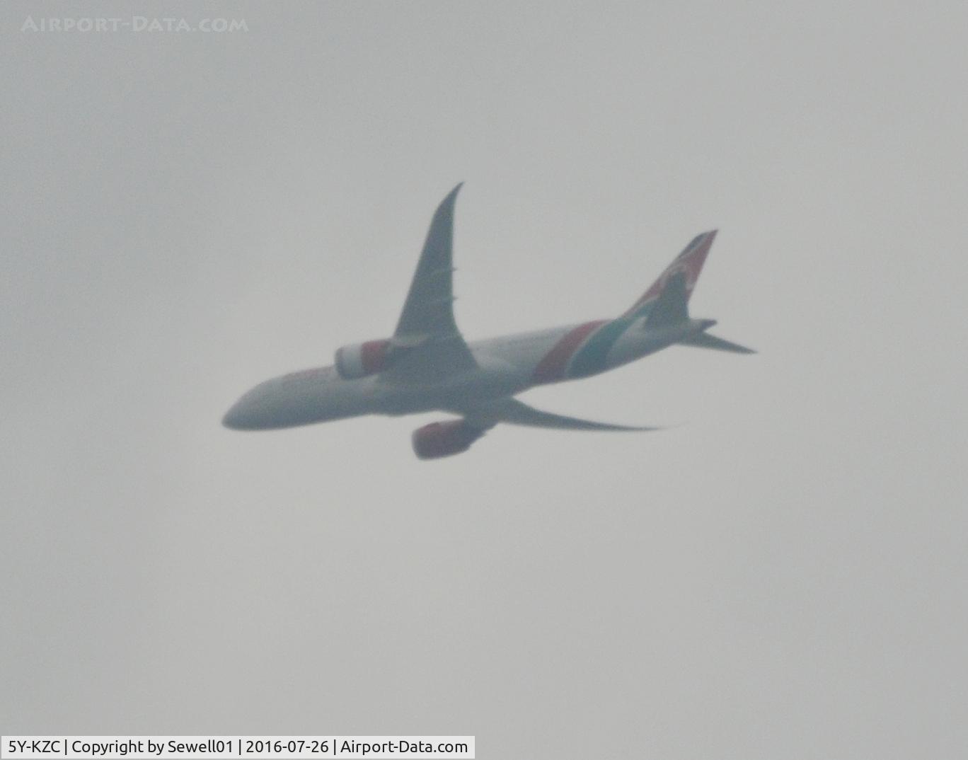 5Y-KZC, 2014 Boeing 787-8 Dreamliner C/N 36040, Overhead