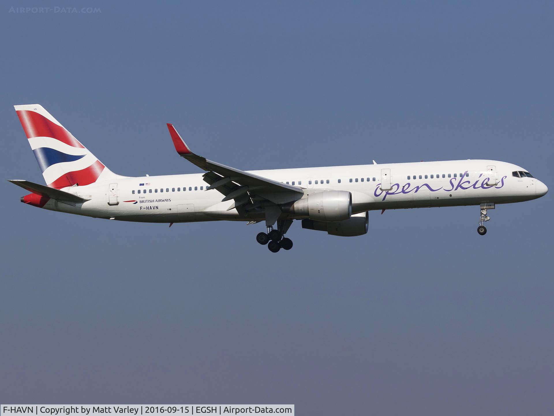F-HAVN, 1991 Boeing 757-230 C/N 25140, About to land on RWY 09 @ NWI.....