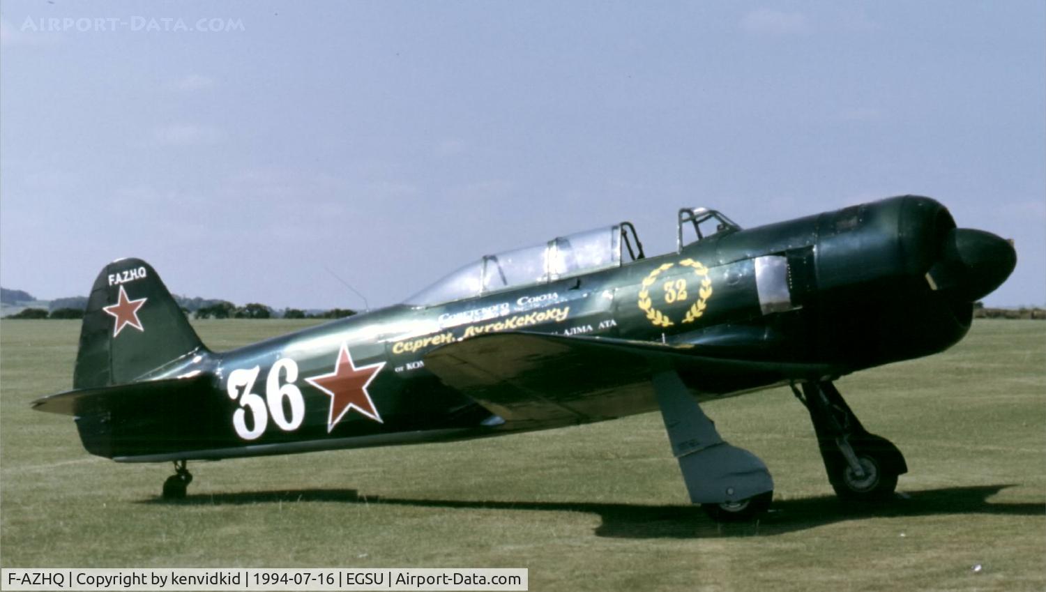 F-AZHQ, Yakovlev Yak-11 C/N 171101, At the 1994 Flying Legends Air Show.