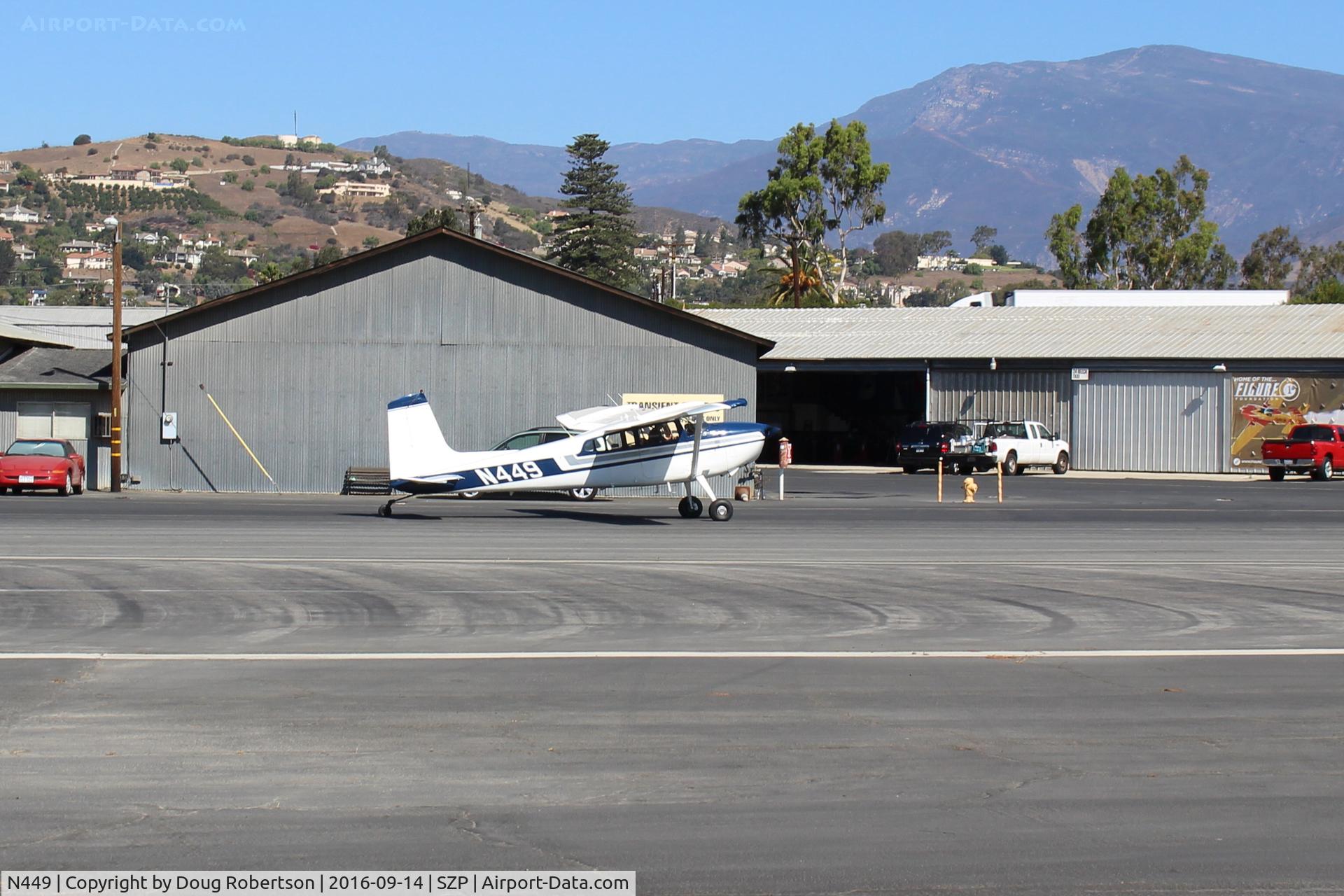 N449, 1969 Cessna 180H Skywagon C/N 18052100, 1969 Cessna 180H SKYWAGON, Continental O-470-A 225 Hp, first year of SKYWAGON name, 6 seats, taxi to Rwy 22