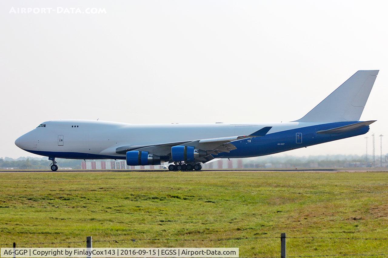 A6-GGP, 1995 Boeing 747-412F/SCD C/N 28032, Arriving at London (STN)