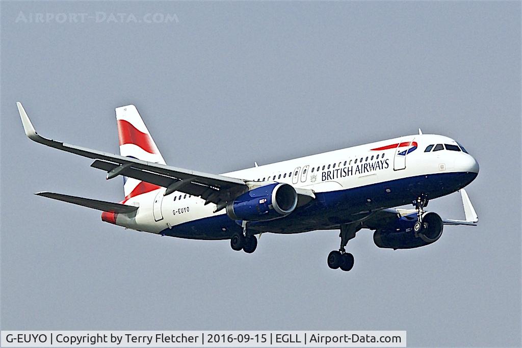 G-EUYO, 2013 Airbus A320-232 C/N 5634, On approach to  London Heathrow
