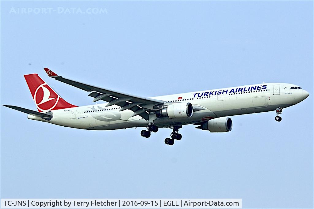 TC-JNS, 2013 Airbus A330-303 C/N 1458, On approach to  London Heathrow