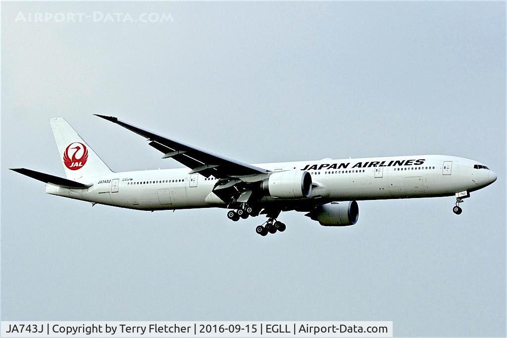 JA743J, 2009 Boeing 777-346/ER C/N 36130, On approach to  London Heathrow