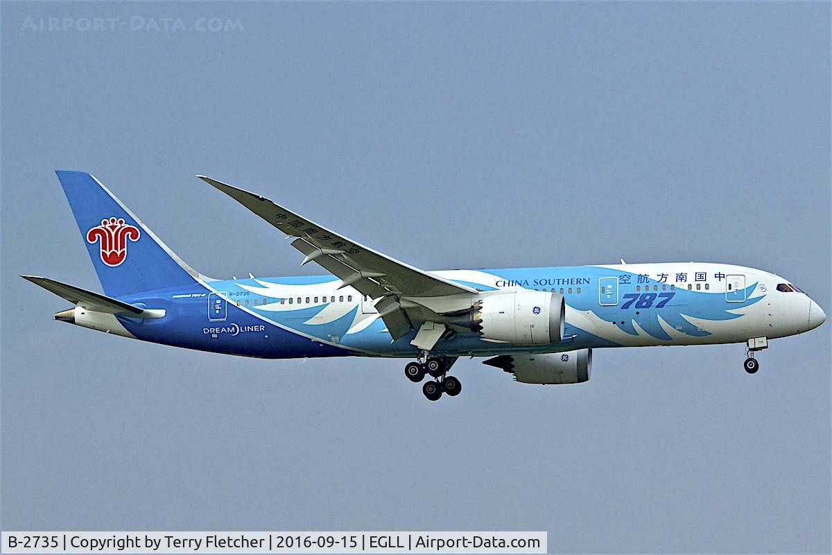 B-2735, 2013 Boeing 787-8 Dreamliner C/N 34928, On approach to  London Heathrow