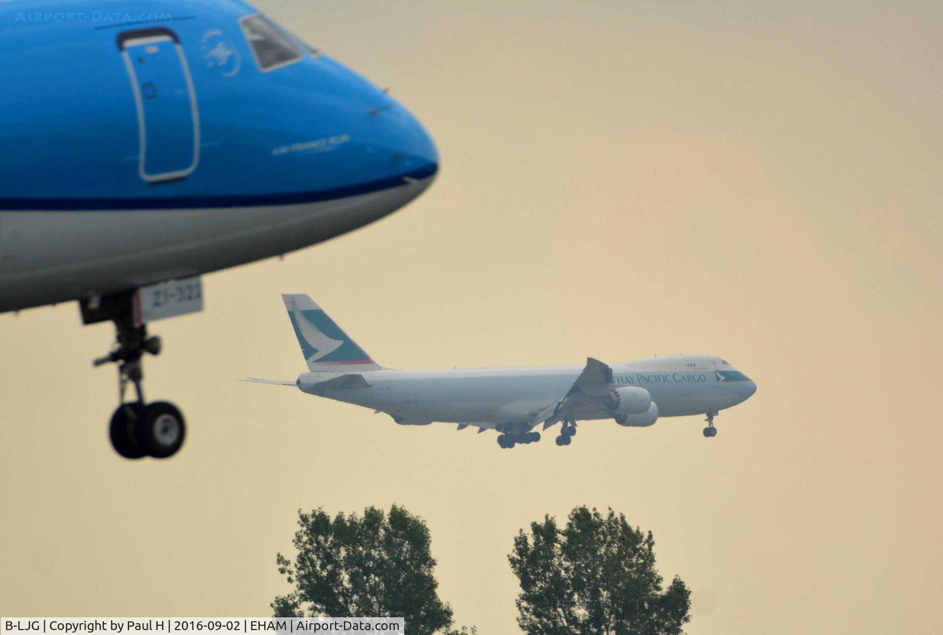 B-LJG, 2012 Boeing 747-867F C/N 39244, Heavy arrival at Schiphol Airport, Polderbaan