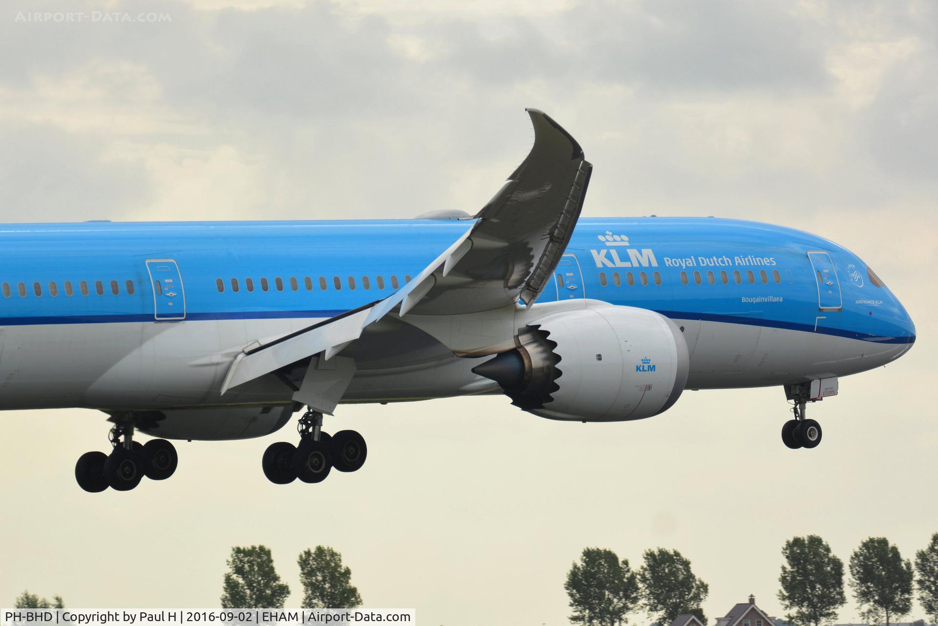 PH-BHD, 2015 Boeing 787-9 Dreamliner Dreamliner C/N 38763, B-787 seconds from touching down at the Polderbaan
