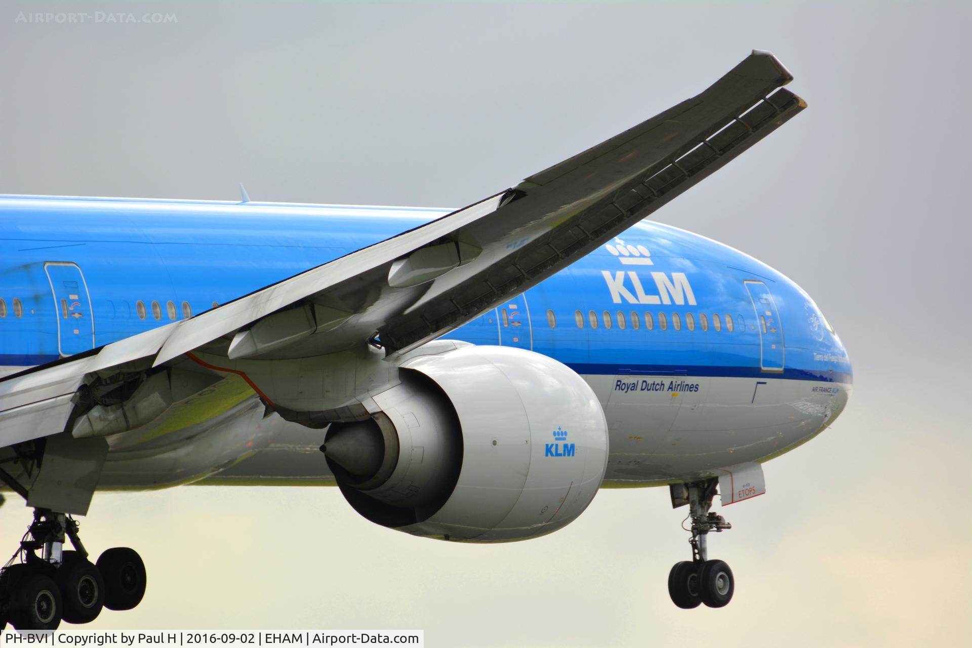 PH-BVI, 2012 Boeing 777-306/ER C/N 35947, B-777 seconds from touching down at the Polderbaan