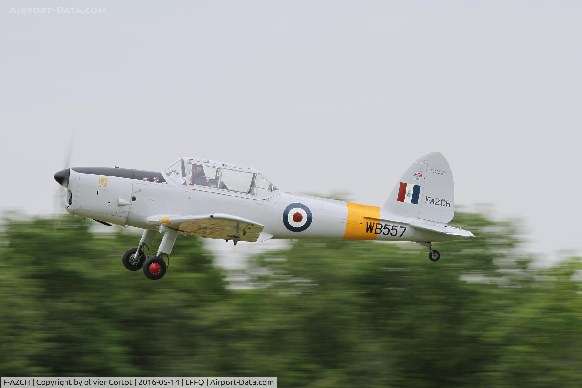 F-AZCH, De Havilland DHC-1 Chipmunk 22 C/N C1/0702, taking off during Ferté Alais airshow