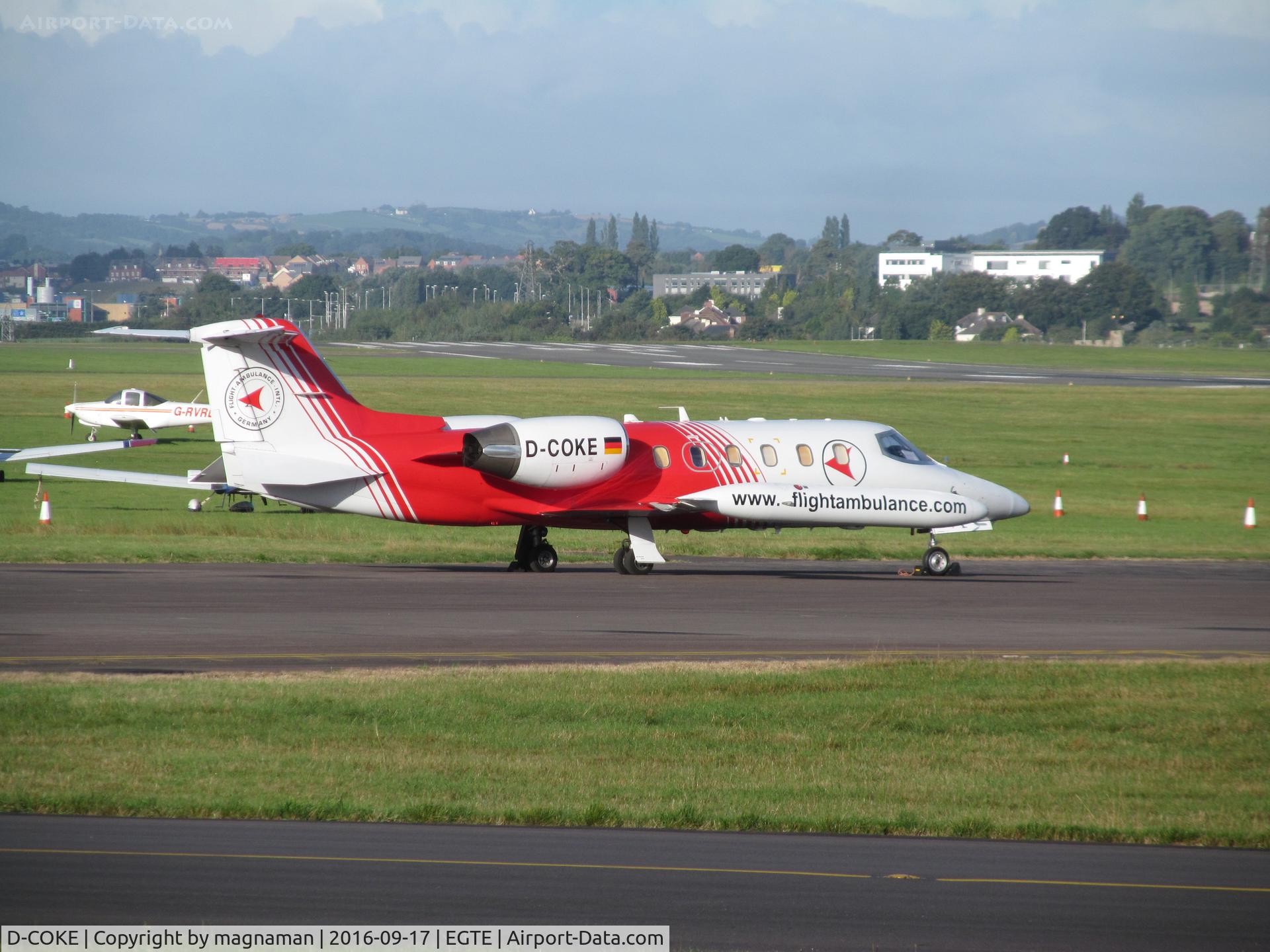 D-COKE, 1981 Gates Learjet 35A C/N 35A-447, at Exeter in morning sun